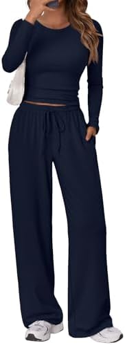 Trendy Queen Women's 2 Piece Matching Lounge Set Long Sleeve Side...