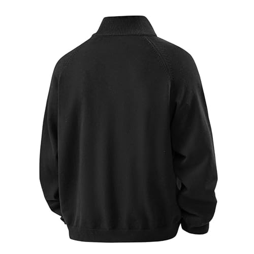 Men's Quarter Zip Pullover Tops Mock Neck Long Sleeve Sweaters 2025 Fall Winter Casual Stretch Ribbed Knit Sweater2