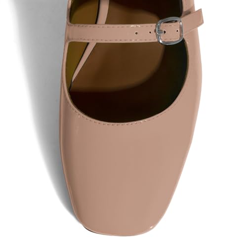 Image of anteikira Women's Round Toe Slingback Flats Closed Toe Double Strap Mary Jane Flats for Women 1 Inch Heel Dress Shoes Low Heel Causal Work Office Pumps for Women Size 5.5-12US