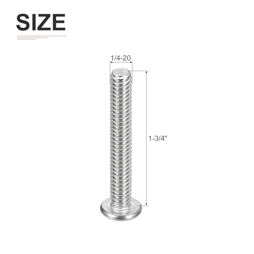 DTGN 1/4-20x1-3/4" Pan Head Machine Screws, 25Pcs 304 Stainless Steel, Phillips Drive, UNC Full Thread, Bright Finish, Screws Bolts Kit - Image 2