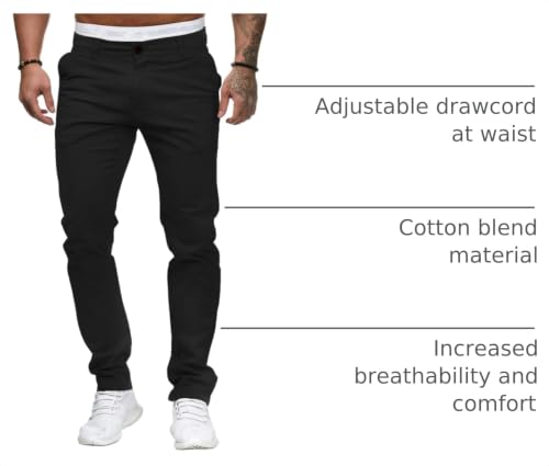 Image of HUNGSON Mens Chinos Dress Pants Slim Fit Stretch Business Casual Golf Work Slacks Trousers