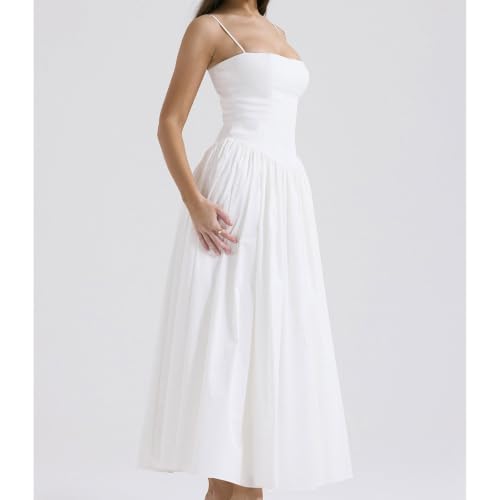 Image of Women's Long Halter Dresses Square Neck Ruffle Hem A-Line Suitable for Coctail Club Night Out Dresses