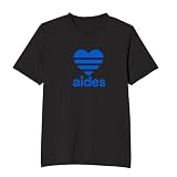 [オリメイク] aides 青 愛です ハート tシャツ 面白tシャツ 文字 ブラック XLサイズ