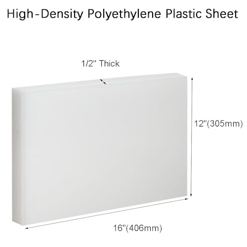 Image of High-Density Polyethylene (HDPE) Plastic Sheet 1 /2 inch Thick 12 inch X 16 inch- White HDPE Sheet,for Machining,for DIY,Heavy Duty Industry,Engineering,High-Density Polyethylene Plastic Block (Pack of 1)