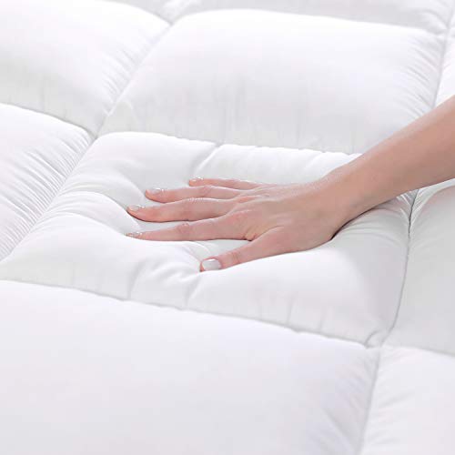 D & G THE DUCK AND GOOSE CO 2" Thick Mattress Topper King Size, Gel-Fiber Filled Bed Topper with Double Border Pillow Top Construction Guest Room