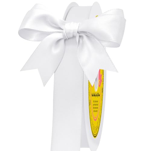 Image of Double Face White Satin Ribbon 7 /8 inch X 100 Yards Polyester White Ribbon for Gift Wrapping Very Suitable for Weddings Party Hair Bow Invitation Decorations and More