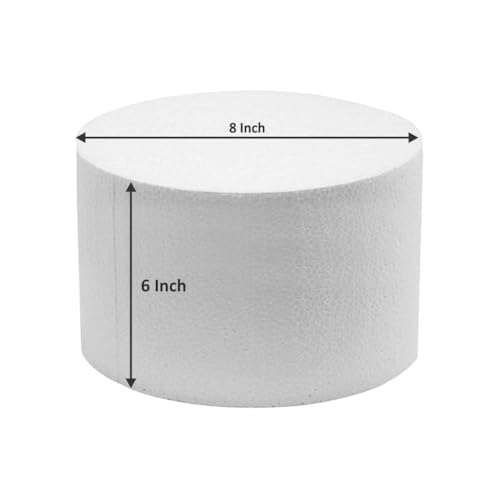 Image of OMKRAFT Round Cake Dummy 8 x 6 Inch | High Density Foam Cake Base for Cake Decoration, Practice & Display | Reusable Dummy Cake for Bakers | Pack of 1