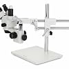 AmScope - 3.5X-90X Simul-Focal Stereo Zoom Microscope on Dual Arm Boom Stand with 144-LED Ring Light - SM-4TPZ-144