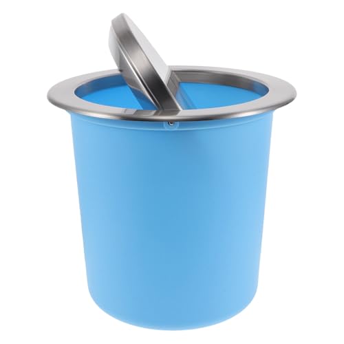 Caneca de basura embutida con tapa abatible de acero inoxidable