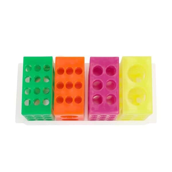 Cole-Parmer 4-Way Modular Tube Rack w/Tray, PP, Fluorescent Colors