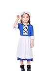 Yolsun Pioneer Girl Costume Child's Colonial Dress for Halloween (X-Small, Blue)