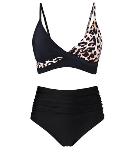 Amy Babe Women's High Waisted Bikini Sets Push Up Twist Front Spaghetti Straps Ruched Two Piece...