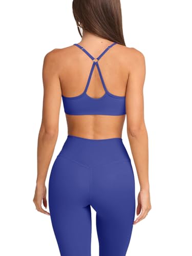 Image of LASLULU Womens Adjustable Spaghetti Straps Sports Bra Sweetheart Neck Wireless Padded Workout Yoga Crop Tops