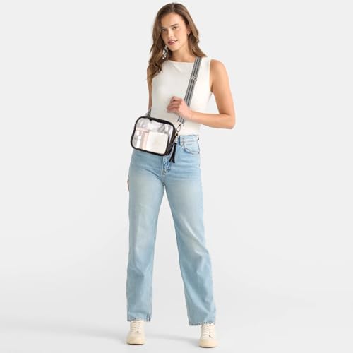 Image of Clear Crossbody Bag Stadium Approved Clear Purse - Transparent Messenger Bag with Front Pocket