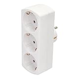 Jandei - Ladrón Adaptador de Corriente Triple Enchufe Schuko 3x16A, 250V, Toma para Tres Dispositivos Simultaneos. Color Blanco