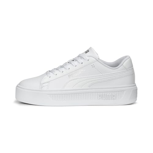 PUMA Smash Platform V3 Mädchen Sneaker , Puma White Puma Silver, 37 EU