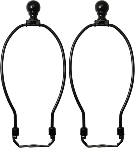 Image of 8 Inch Lamp Harp Holder with 1-1 /2 Inch Lamp Finial Oil Rubbed Black Steel Ball Knob Lamp Shade Finial for Table and Floor Lamps, Black (Pack of 2)