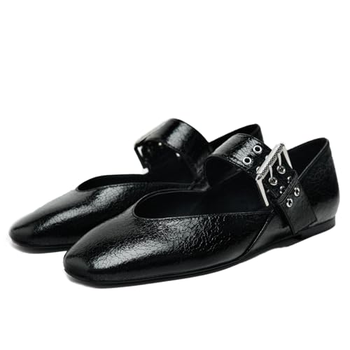 Image of Goolita Leopard Ballet Flats Shoes for Women, Casual Round Toe Mary Jane Flats Comfortable Buckle Strap Ballerina Flat Shoes