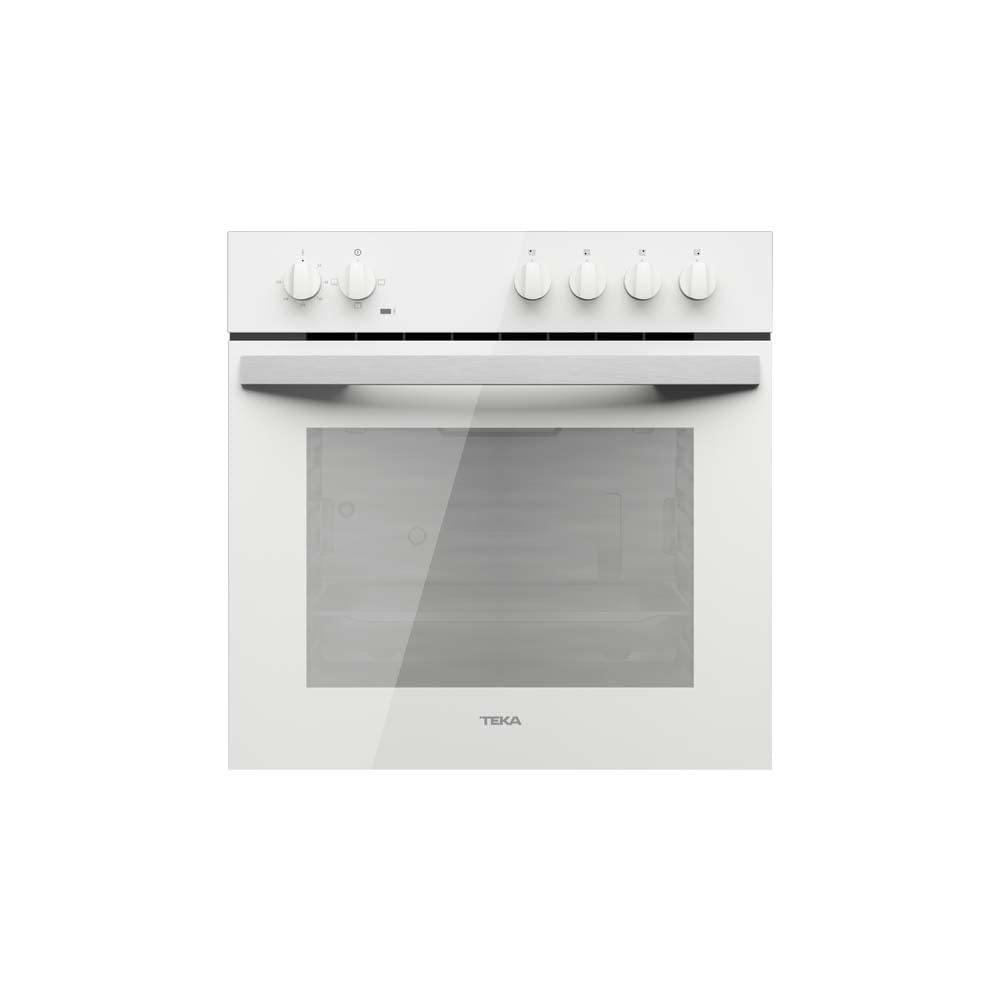 Teka HBE 490 ME - Horno Polivalente Convencional de 60 cm, Con 3 Funciones de Cocinado, Puerta 2 Cristales, Bandeja Profunda Esmaltada, Mandos Fronales, Color Cristal Blanco