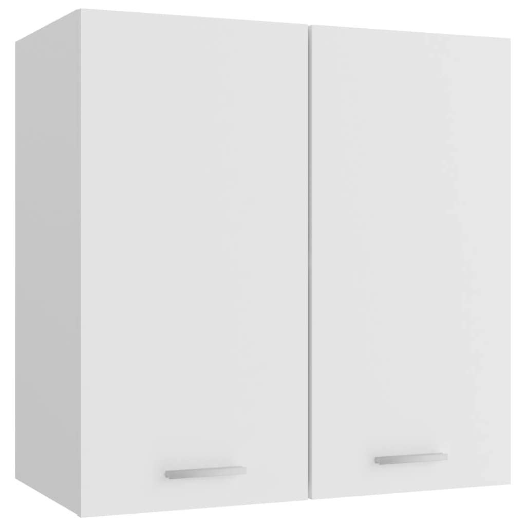 Armoire suspendue 60 x 31 x 60 cm - 2 compartiments - Petit Meuble de Rangement Pour Salon, Cuisine, Salle de Bain, Armoire en Bois Blanc