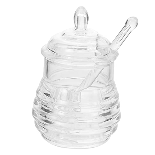 HEALLILY Honey Storage Jar Set 245ml Honey Dispense Pot with Stirring Rod Plastic