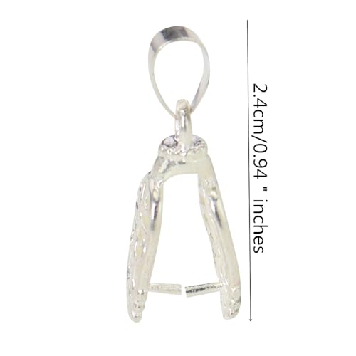10 Pieces Silver Plated 24mm Decorated Carved Pendant Pinch Bail Supplies for Jewelry Findings (Silver Plated)