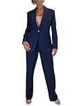 Paulo Due Women's 2 Piece Trouser Suit Fully Lined Blazer Ladies Formal Jacket and Trouser Suit for Office, Business - Navy Blue 8-20 (18)