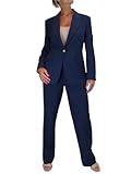Paulo Due Women's 2 Piece Trouser Suit Fully Lined Blazer Ladies Formal Jacket and Trouser Suit for Office, Business - Navy Blue 8-20 (10)