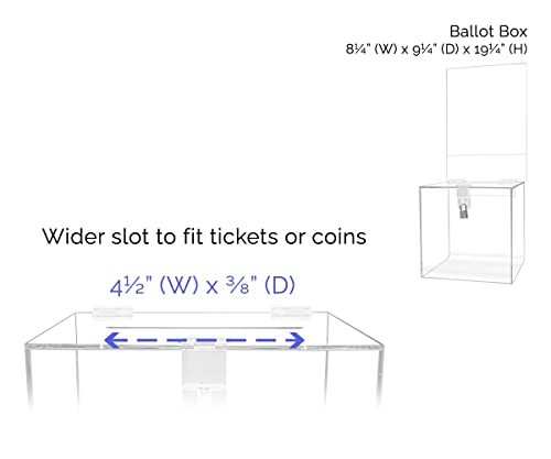 Marketing Holders 8 Inch Locking Ballot Box With Removable 8.5" X 11" Header Sign Holder Clear Acrylic Cube Donation Bin #TOP2