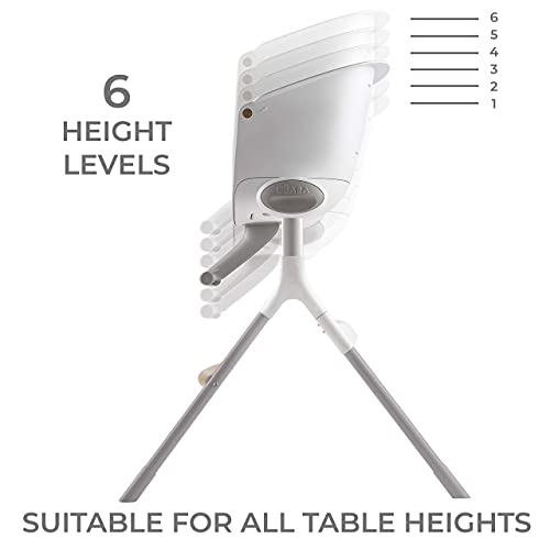 Beaba Adjustable High Chair, Height Adjustable Baby High Chair With Six Height Settings, From Kitchen Table To Island Or Counter, Removable Tray And Footrest, 6-36 Months, Cushion Included, Gray #TOP2