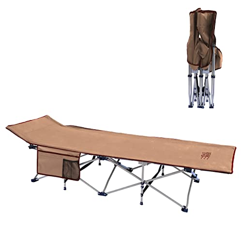 Osage River Camping Cot With Pocket For Adults - Folding Camping Cot - Portable Cots For Sleeping - Rated For 300 Lbs, Tan And Red #TOP28