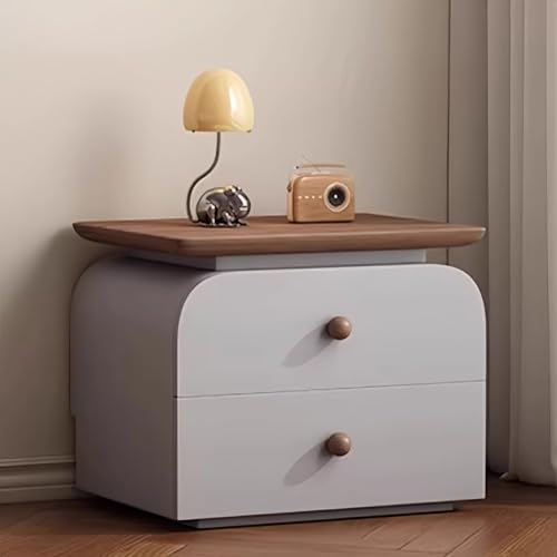 Mesita De Noche De Cuero Sencilla, Mesita De Noche Moderna De Madera Maciza, Mesita De Noche De Madera Con Cajones De Almacenamiento, Mesita De Noche Multifuncional(D,45x40x48cm)