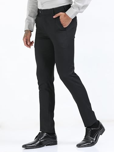 Image of Mc Henry Men's Techno Flex 2inch- Waist Expandable Wrinkle Free Stretchable Striped Slim Fit Elite and Luxurious Formal Trousers for Men