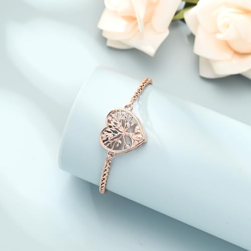 shajwo Cremation Jewelry Tree of Life Heart Urn Bracelet for Human Ashes for Women Men Adjustable Memorial Keepsake Link Bracelet3