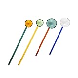 HIAKDOFT 4 piezas Cucharas de Vidrio Coloridas para Café y Postre de Resistentes Altas Temperaturas para Helados Cócteles y Bebidas Variadas Color Aleatorio Color Aleatorio