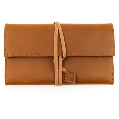 Boshiho Genuine Leather Roll Up Tobacco Pouch with Rolling Tip Paper Holder Slot (Brown (M)) Cover