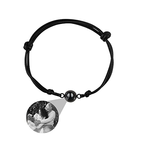 Pulsera personalizada con foto en el interior Pulsera personalizada con foto en forma de círculo Cuerda trenzada Pulsera de proyección de fotos para hombres Mujeres Pareja Mejor amigo Cover