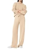 SuperPrity Womens 2 Piece Outfits Sweatsuit Set Sweatshirt Wide Leg Sweatpants Tracksuit Matching Sweat Lounge Set 2024 Fall Fashion-L,Apricot