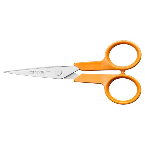 Fiskars Classic Ciseaux de Travail Manuel, Pour Droitier et Gaucher, Longueur Totale : 13 cm, Poignée Ergonomique Améliorée, Lame en Acier...