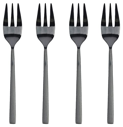 BITZ Kuchengabel, Dessertgabel aus Rostfreiem Edelstahl, Länge 14,4 cm, 4 Stck, Schwarz