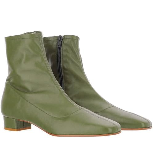 SHODENSE Women Elegant Square Toe Sock Ankle Boots Low Block Chunky Heel Zipper Stretch Chelsea Boot Matte Leather Elastic Dress Boots Ladies Classic Comfort Wedding Office Fall Winter Boot 4-11 M US4