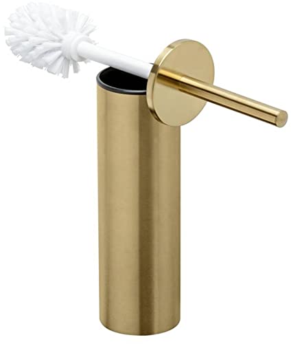 Geesa Nemox Toilettenbürste, WC-Bürstengarnitur aus Edelstahl, Farbe: Gold gebürstet, hygienisch Dank integriertem Deckel und herausnehmbaren Kunststoffeinsatz, 82 x 371 x 90 mm