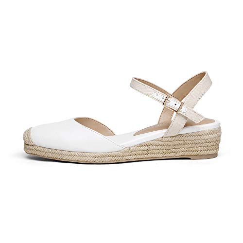 DREAM PAIRS Women's Closed Toe Elastic Ankle Strap Espadrilles Wedge Sandals2