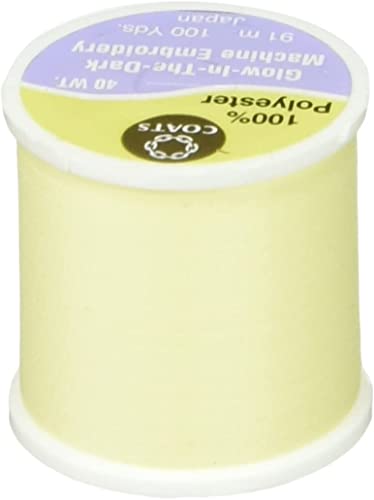 COATS & CLARK Glow in The Dark Machine Embroidery Thread, 100-Yard, Yellow