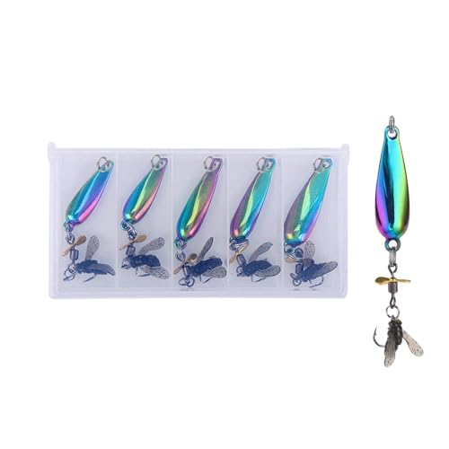 5 pcs Spinning Sequins Bait Fly Fishing，Flies Wet Flies Lures with Spinner for Bass Sunfish,...