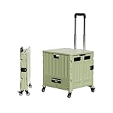 Y K YUKO 融光 キャリーカート 折りたたみ ショッピングカート 幅42×奥行38×高さ99.5cm/耐荷重70kg /360°回転四輪 蓋付き コンパクト 軽量 アウトドア ピクニック キャンプ用 座れる 家庭用 釣り 運動会 簡単取り付け- ハンドル傾斜可 (Lサイズ グリーン 四輪タイプ)