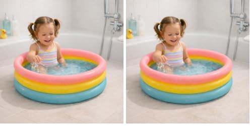 Image of Toy Imagine Baby Bath Tub 0-3 Years | 2 Feet Round Pool 34 inch X 10 inch Sunset Glow | Soft Inflatable Baby /Kids Tub | Home & Outdoor Swimming Pool for Kids 1-5 Years, Multicolor (Pack of 2)