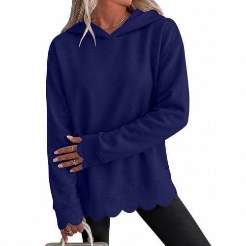 Womens Scalloped Pullover Hoodie Scalloped Oversized Sweatshirt Y2k - image 1