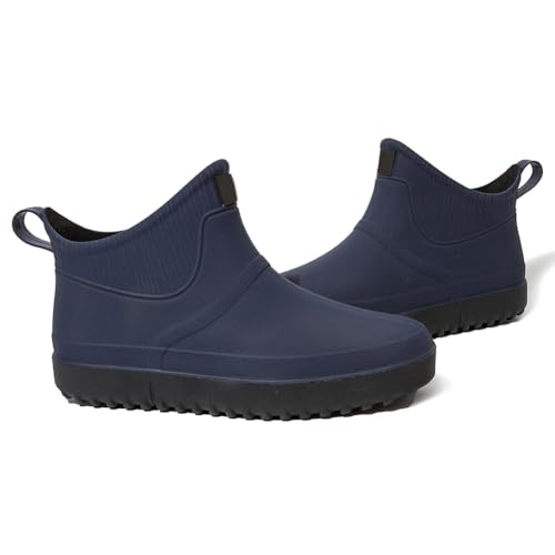 Enelauge Men's Outdoor Waterproof Rain Short Ankle Boots Nonslip Rubber Rain Car Wash Footwear Garden Shoes3