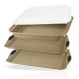 NORWELLE 4 Pcs Gold Bakeware Set. Non stick and Non Toxic Cookie Sheet with Durable Silicone Handles...